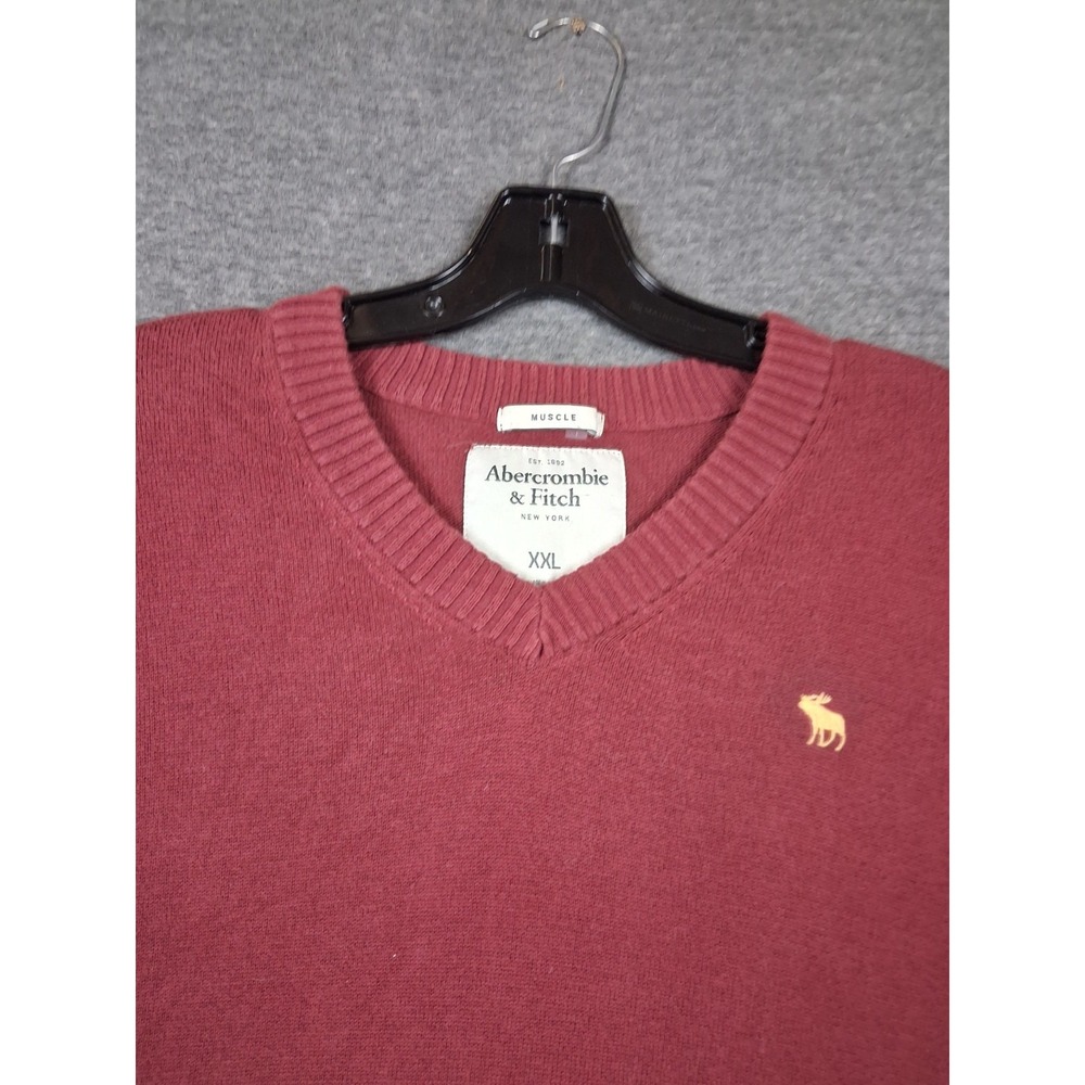 Abercrombie Mens Sweater 2XL Red Knit Cashmere Blend Y2K Preppy Academia‎ Muscle